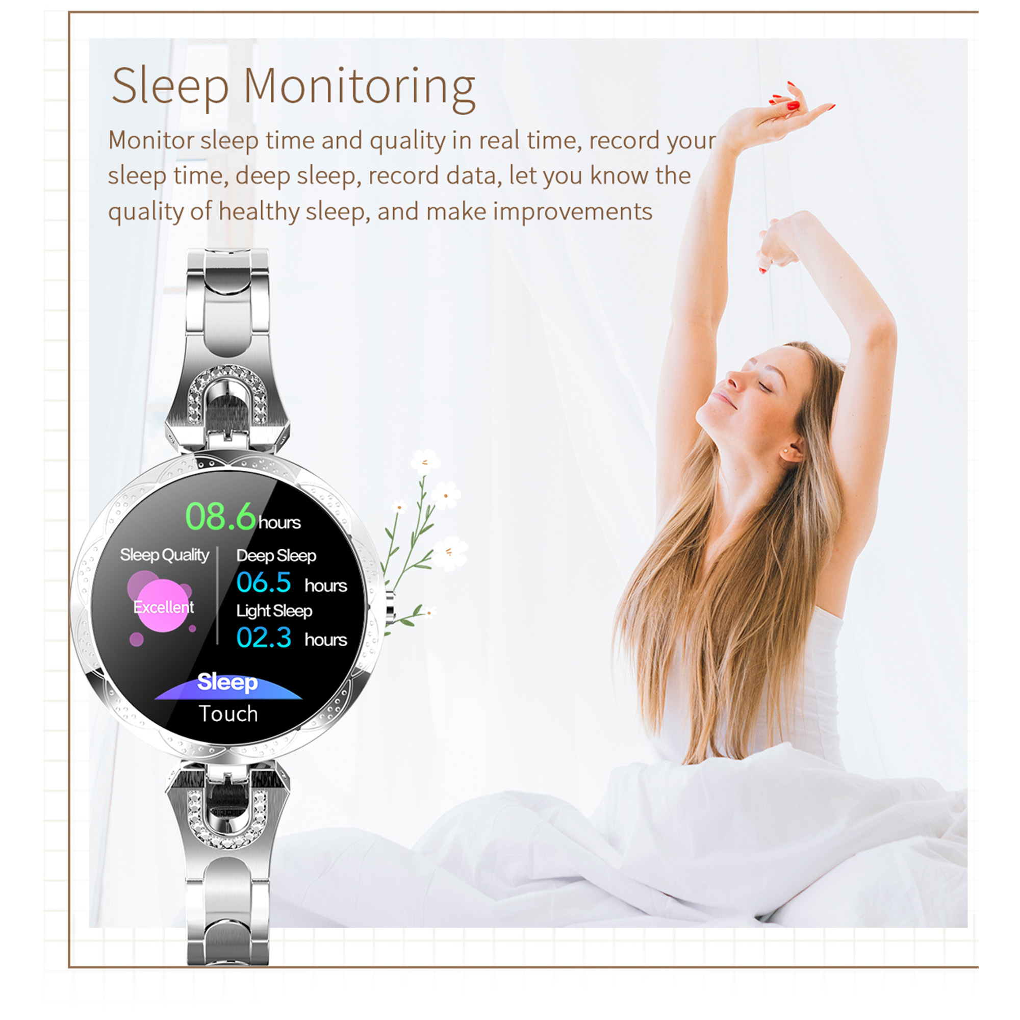 2024 Fashion Diamond Smartwatch With. 1.09 Inch Full Touch Screen, Call Functions, 100+ Sports Modes, Pedometer, Calorie Counter Elegant Smart Watch Set For Women With Rhinestone Embellishment