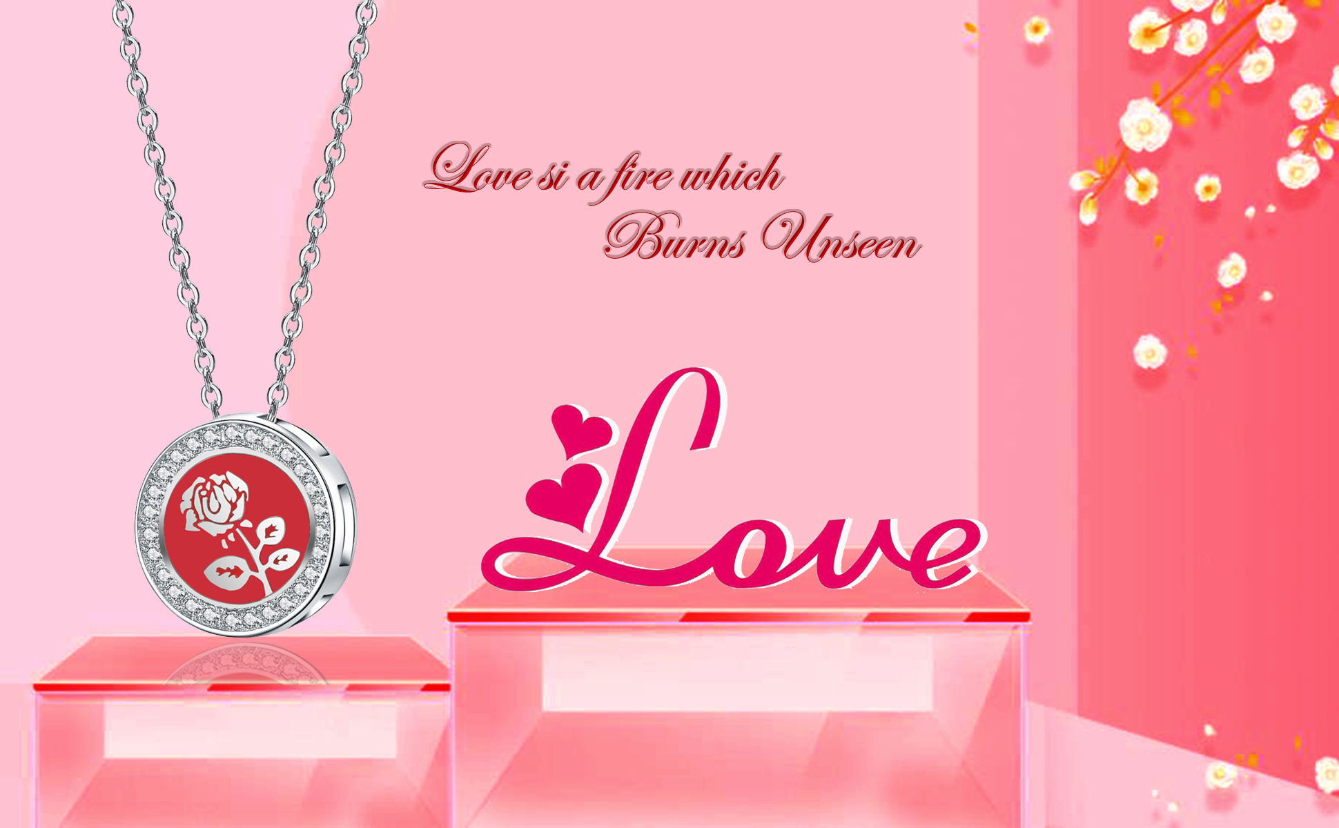 Emma Manor 925 Sterling Silver 5A CZ Diamond Enamel Rose Flower Pendant Necklace for Women