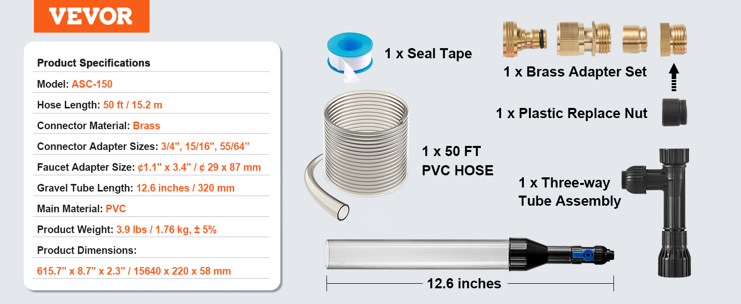 VEVOR 50ft Aquarium Vacuum & Water Changer