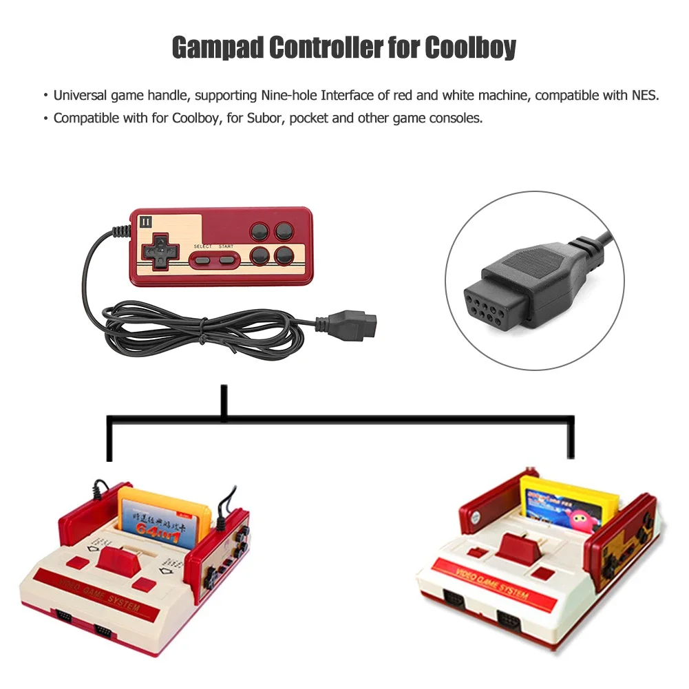 8 Bit 9Pin Gamepad Universal Controller Gaming Joystick for Coolboy Subor Retro Video Game Console Player