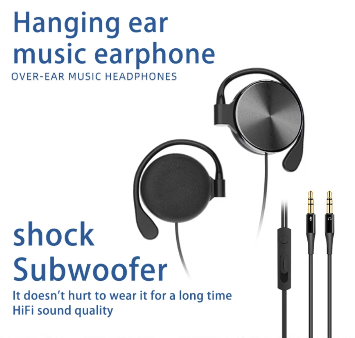 3.5mm Wired Headphones Stereo Bass Ear-Mounted Earphones Music Sport Gaming Headset With Mic