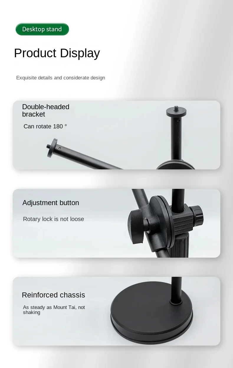 Tripod with Ring Light Table Tabletop Stand Tripods Mobile Phone Holder Boom Arm Nail Art Photography