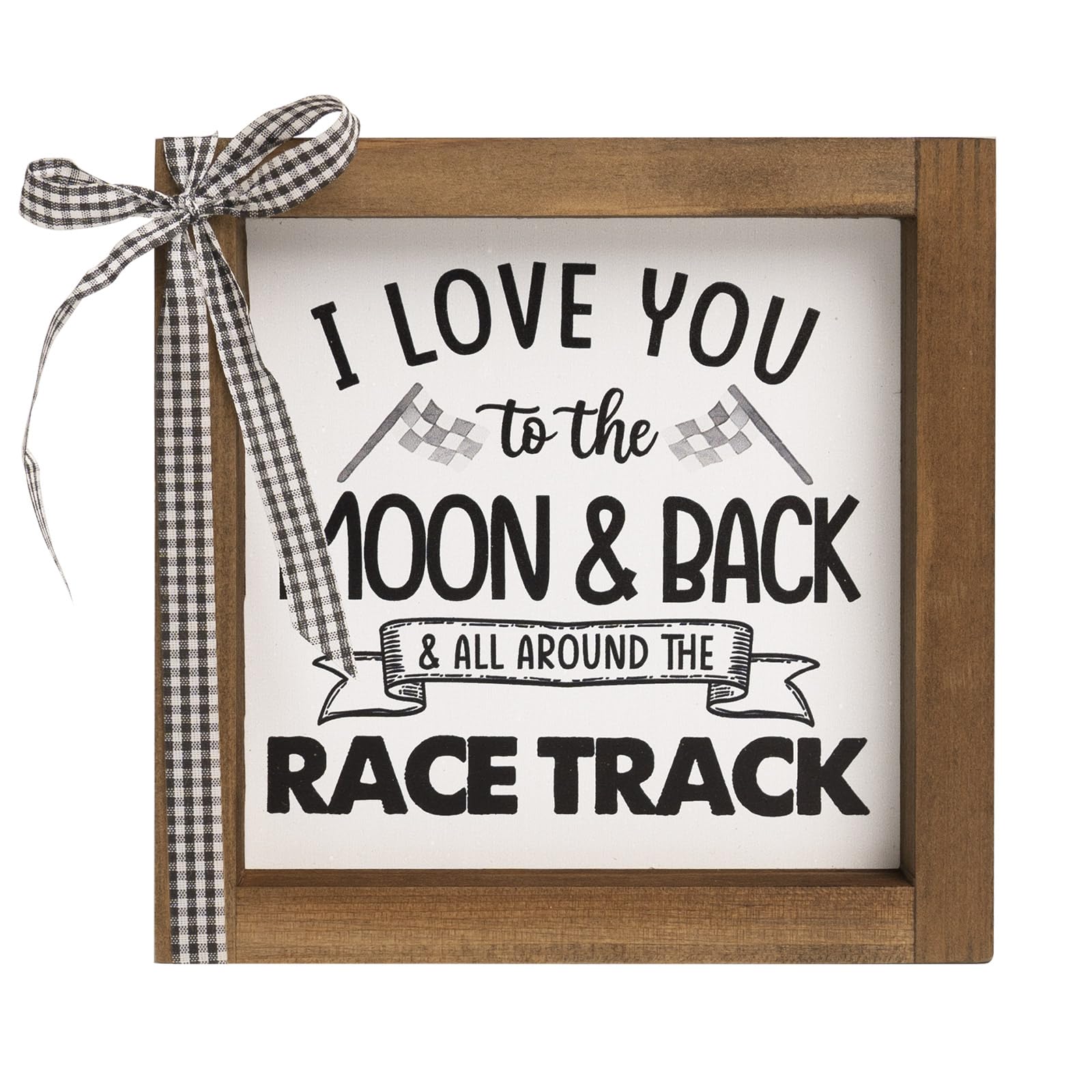 Car Themed Room Wall Decor, I Love You To The Moon And Back And All Around The Race Track Sign, Wood Boys Bedroom Decor for Home Table Shelf