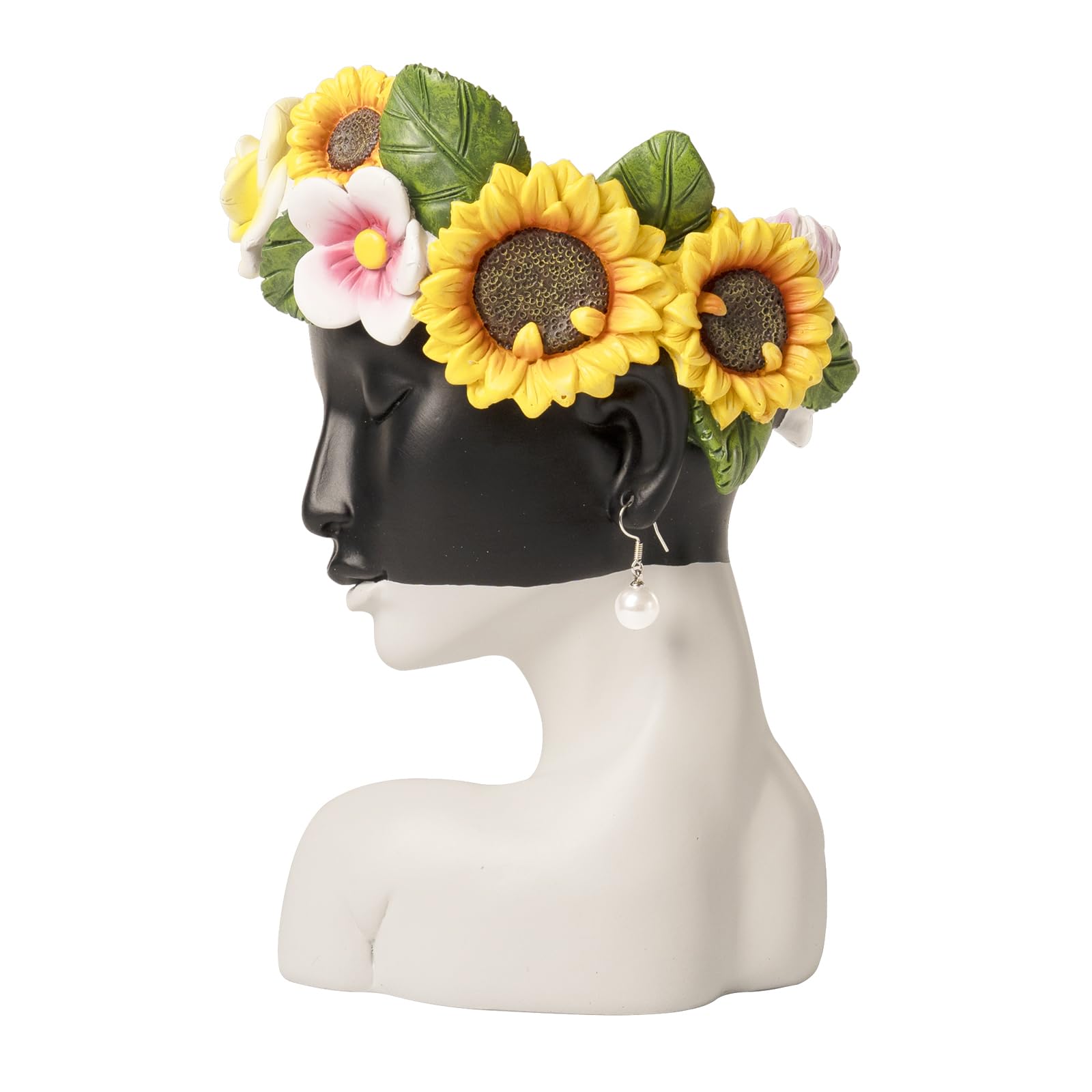 8In Face Vase for Flowers, Unique Female Head Vase for Bookshelf, Resin White Modern Decorative Bust Vase Home Table Mantel Office Decor Aesthetic
