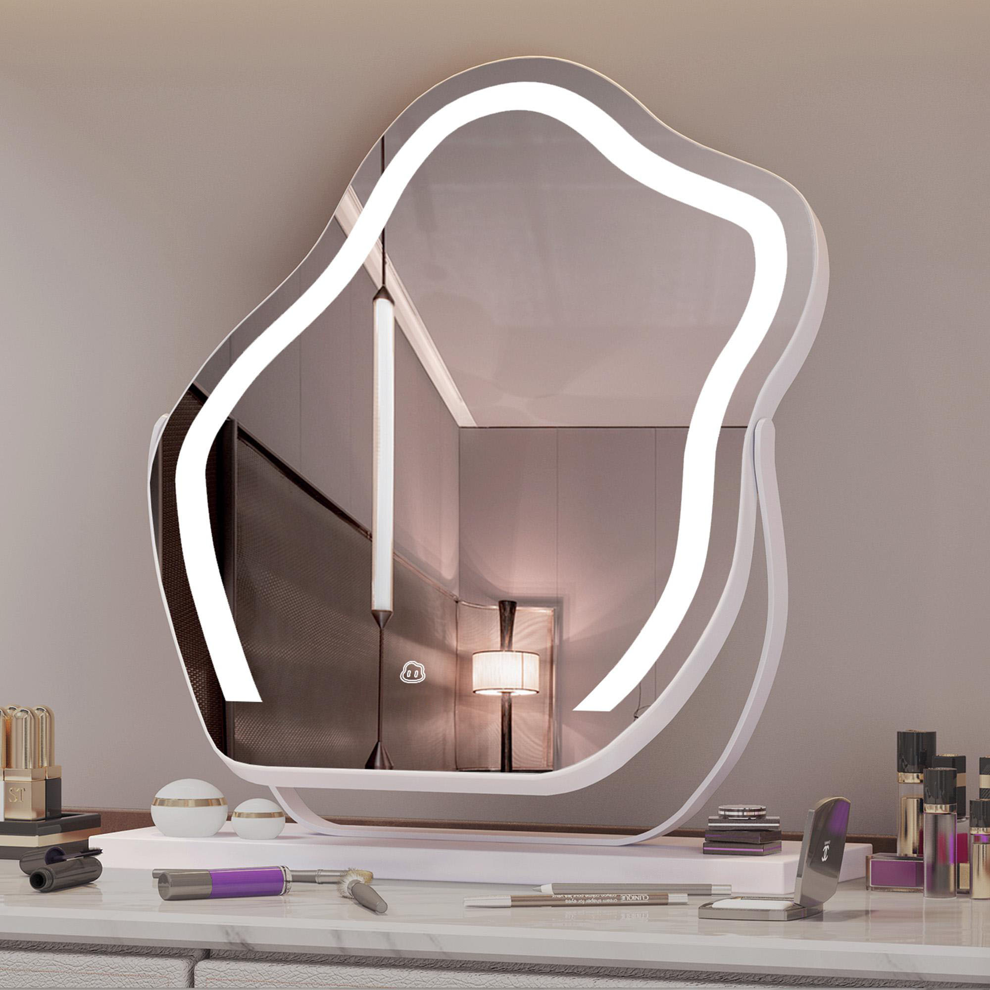 VANITII Vanity Makeup Cloud LED Mirror With Lights Strip Smart Control Wall Mount Decor Glass Hanging Removable