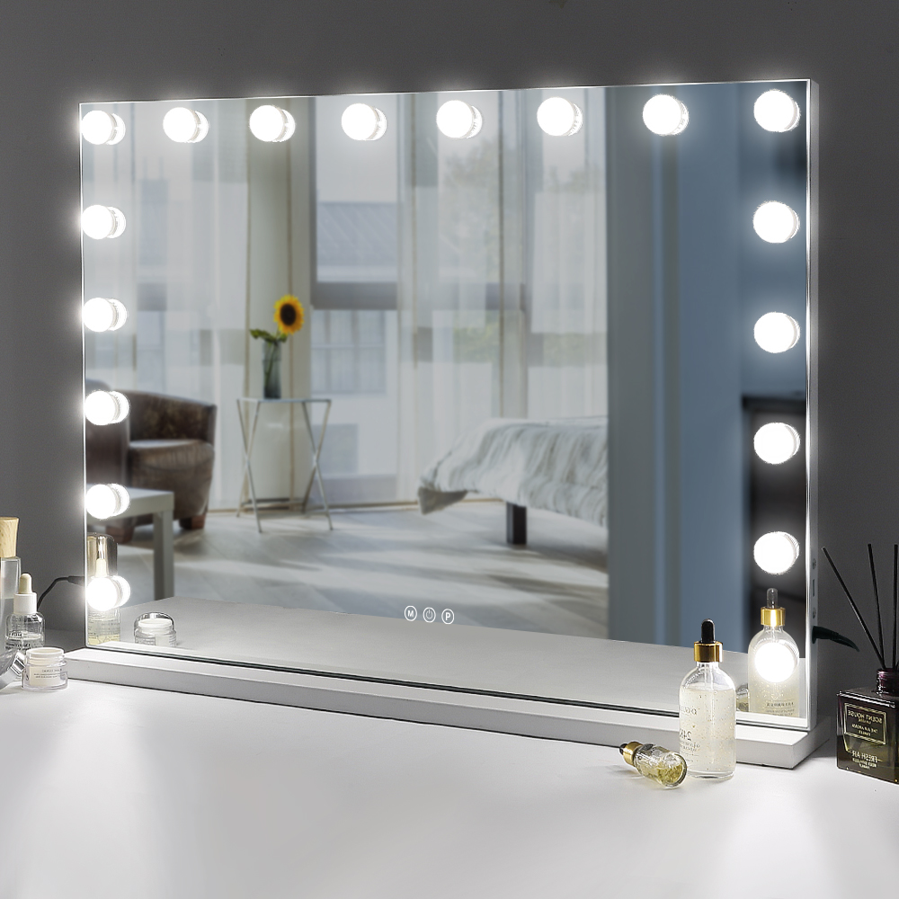 VANITII Hollywood  Vanity Makeup Mirror 31.49''×22.83'' USB Port With Lights 18 LED Bulbs Wall Mount 3 Color Smart Control 10X Magnifying Glass Decor