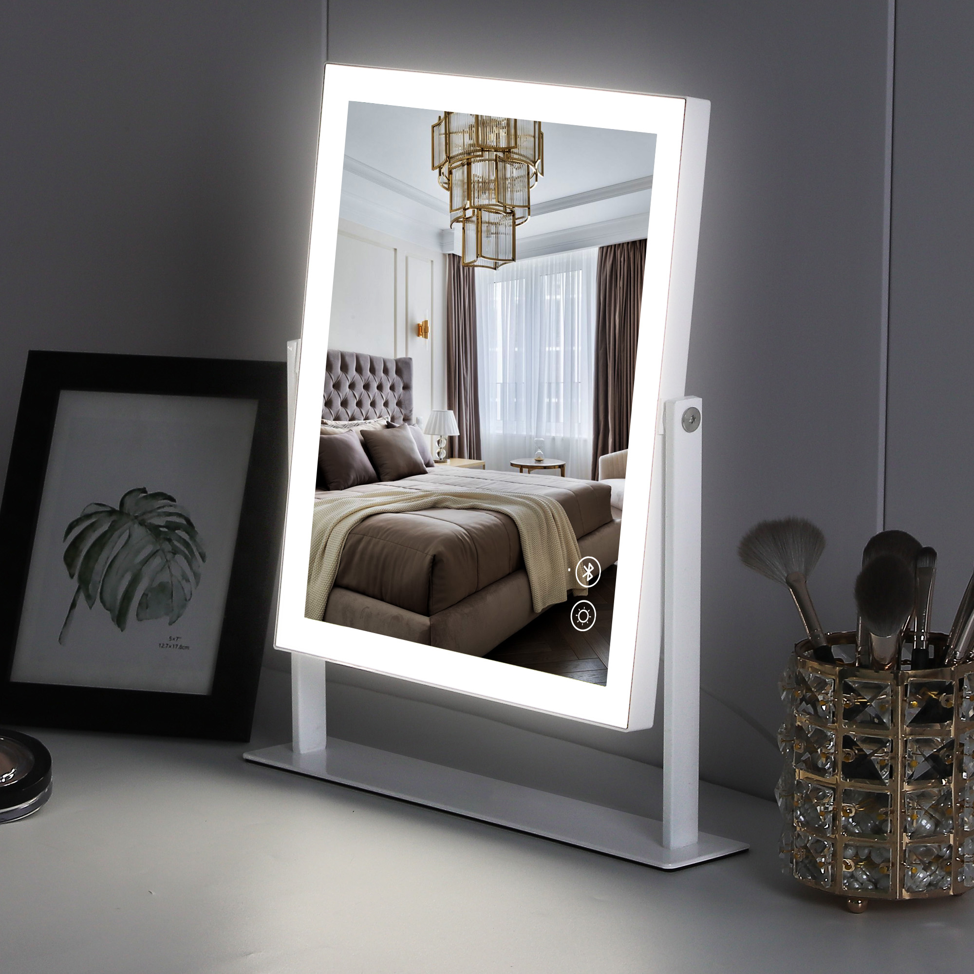 VANITII Hollywood Makeup Vanity Mirror With LED Light Strip Bluetooth Speaker Adjustable Color Cute Makeup Tools Setting Cosmetic