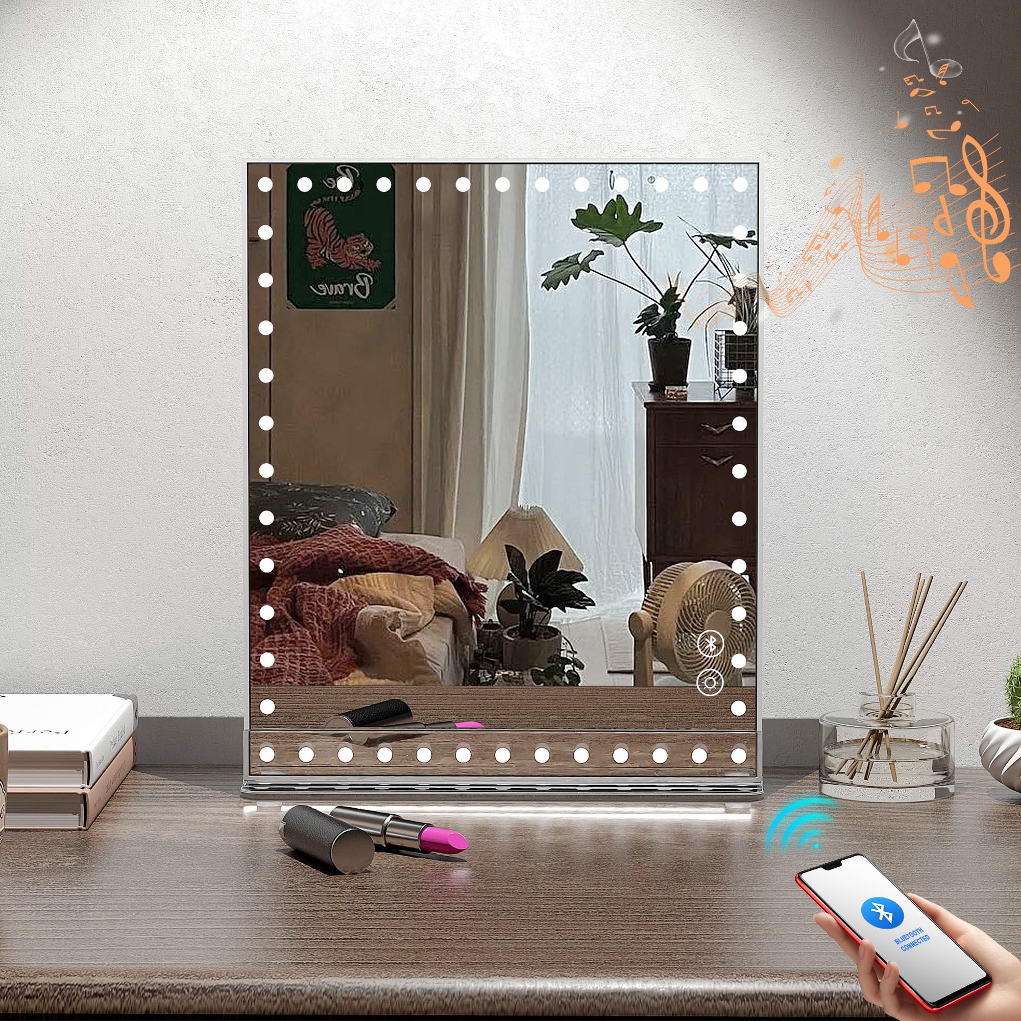 VANITII Hollywood 10''x 12'' Makeup Vanity Mirror with Lights, Bluetooth, and Detachable 10X Magnification