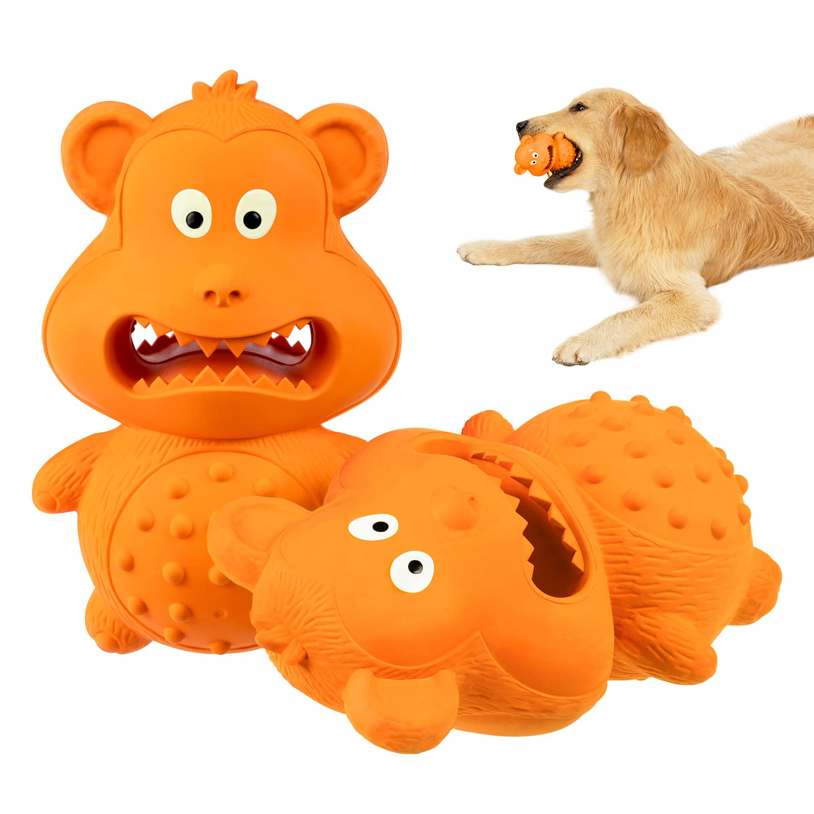 Dog Toys for Aggressive Chewers, Puppy Chew Toys for Teething Natural Rubber Sound Attracts Attention/Reduce Anxiety&Boring 1-Pcs Tough Pet Dental Chews Toy for Small Meduium Large Dogs Breed