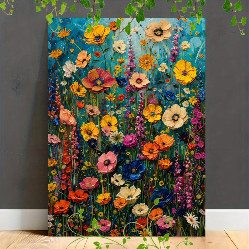 Vibrant Blooming Flowers Canvas Art with Wooden Frame - Perfect for Office, Hallway, or Living Room Decor | Ideal for Christmas, Weddings, Valentine's, Thanksgiving, New Year, Perfect for Room Decor