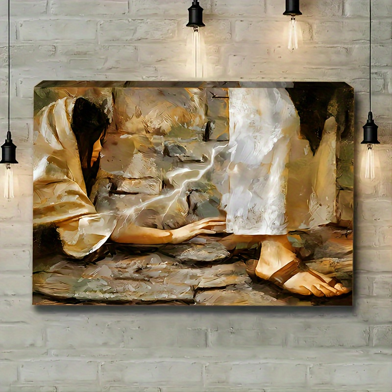 1pc Healing Touch Canvas Wall Art - Woven Large Wooden Frame Print for Living Room and Bedroom, Ideal for Bachelor Party Decor, Unique Home Accent