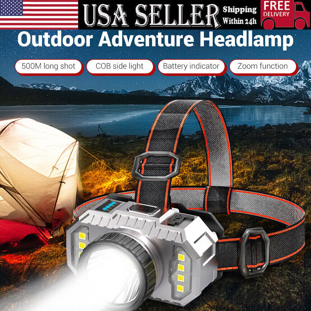 LED headlight flashlight Outdoor USB charging fishing