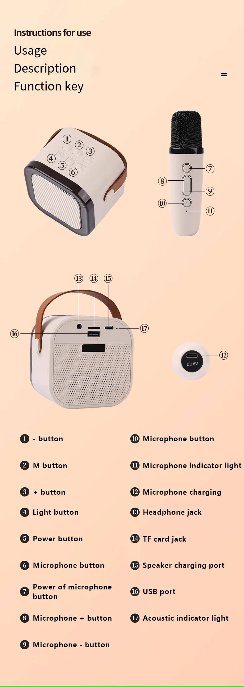 Portable K12 Wireless Bluetooth Karaoke Speaker