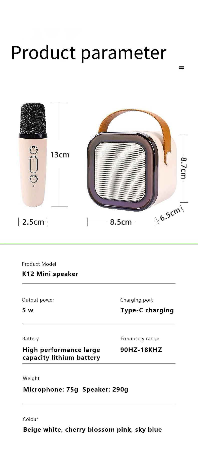 Portable K12 Wireless Bluetooth Karaoke Speaker