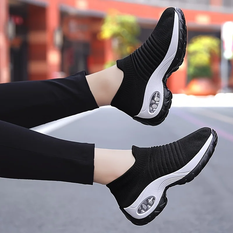Dropshipping Fashion Women Tennis Shoes Breathable Mesh Height-increasing Slip-on Female Sock Footwear Outdoor Sneakers