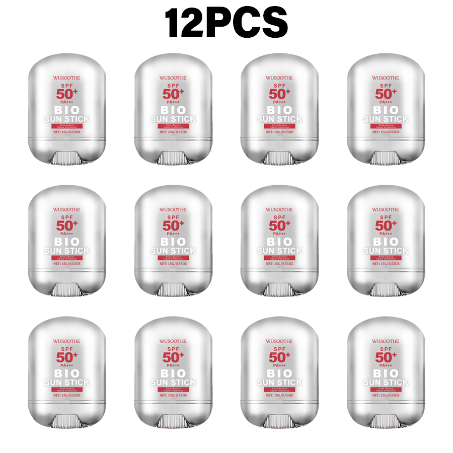 12PCS, Affordable PA+++ Sunscreen Sticks, Bio Sun Stick Unisex Beach Protection Waterproof Sunscreen Stick Refreshing, non-greasy, easy to apply, SPF50+, 15g/stick