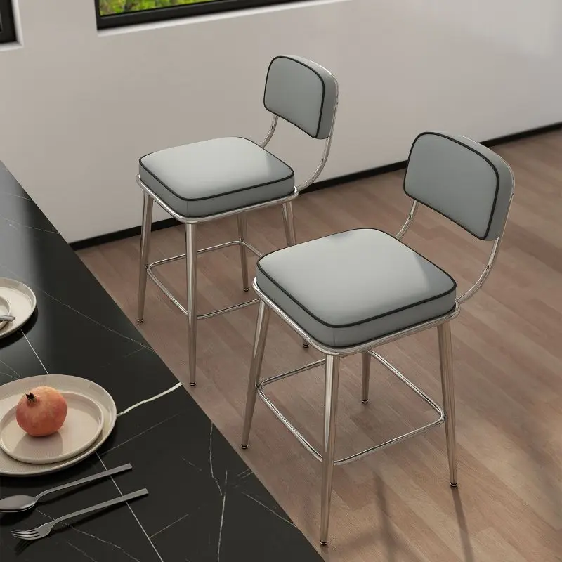 Vintage High Bar Stool with Tufted Seat Modern Chrome Counter Stool for Breakfast Dining Living Room or Bedroom for Hotels