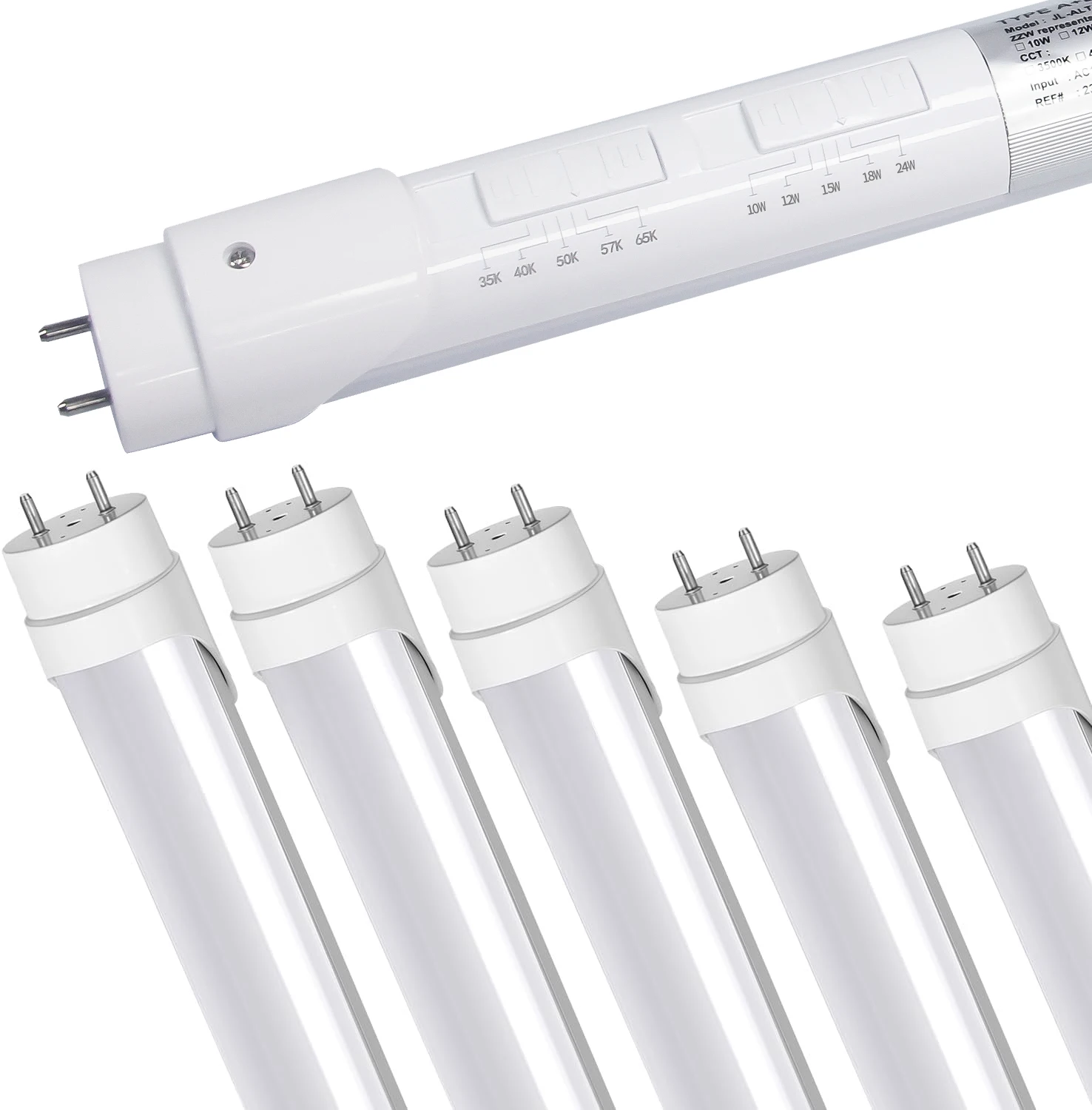 USA in Stock 30 Pcs Led Shop Tube Light 4ft 10W 12W 15W 18W 22W With 5CCT and 5Power Tunable Aluminum G13 T8 LED Tube Light