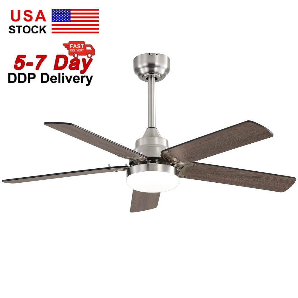 USA in Stock 42 Inch 5 Blade Ceiling Fan Modern Design High-end Ceiling Fan With Light and Remote Control