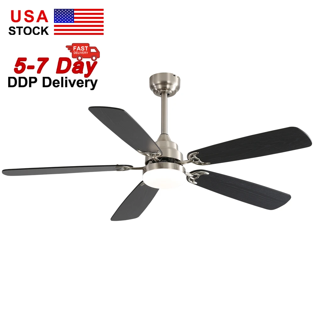 USA in Stock 52 Inch 5 Blade Ceiling Fan Modern Bldc Motor Decorative Household Ceiling Fan With Light