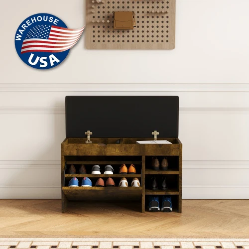 31.49-Inch Soft Comfortable Seat Cushion Multi-Functional Shoe Cabinet with Free Shipping for Living Room and Outdoor Use