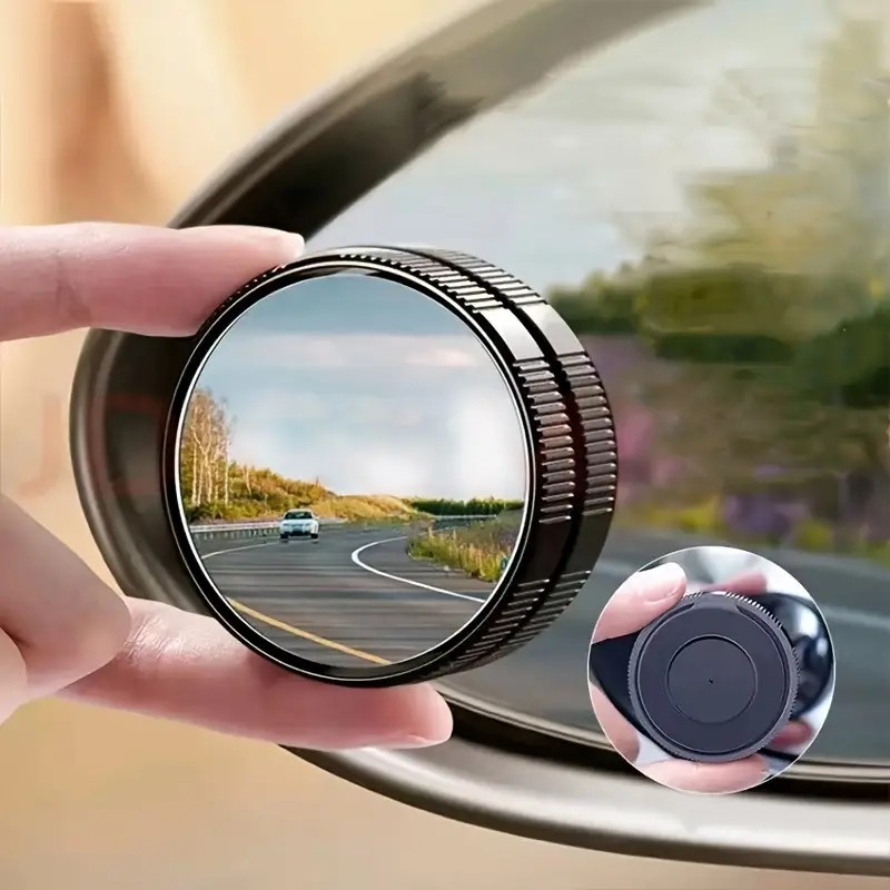 2 Blind Spot Car Rearview Mirrors – 2-Inch Reusable Round HD Glass Convex 360° Wide-Angle Side Mirrors, Enhancing Driving Safety, Suitable for Cars, SUVs & Trucks (Black).

