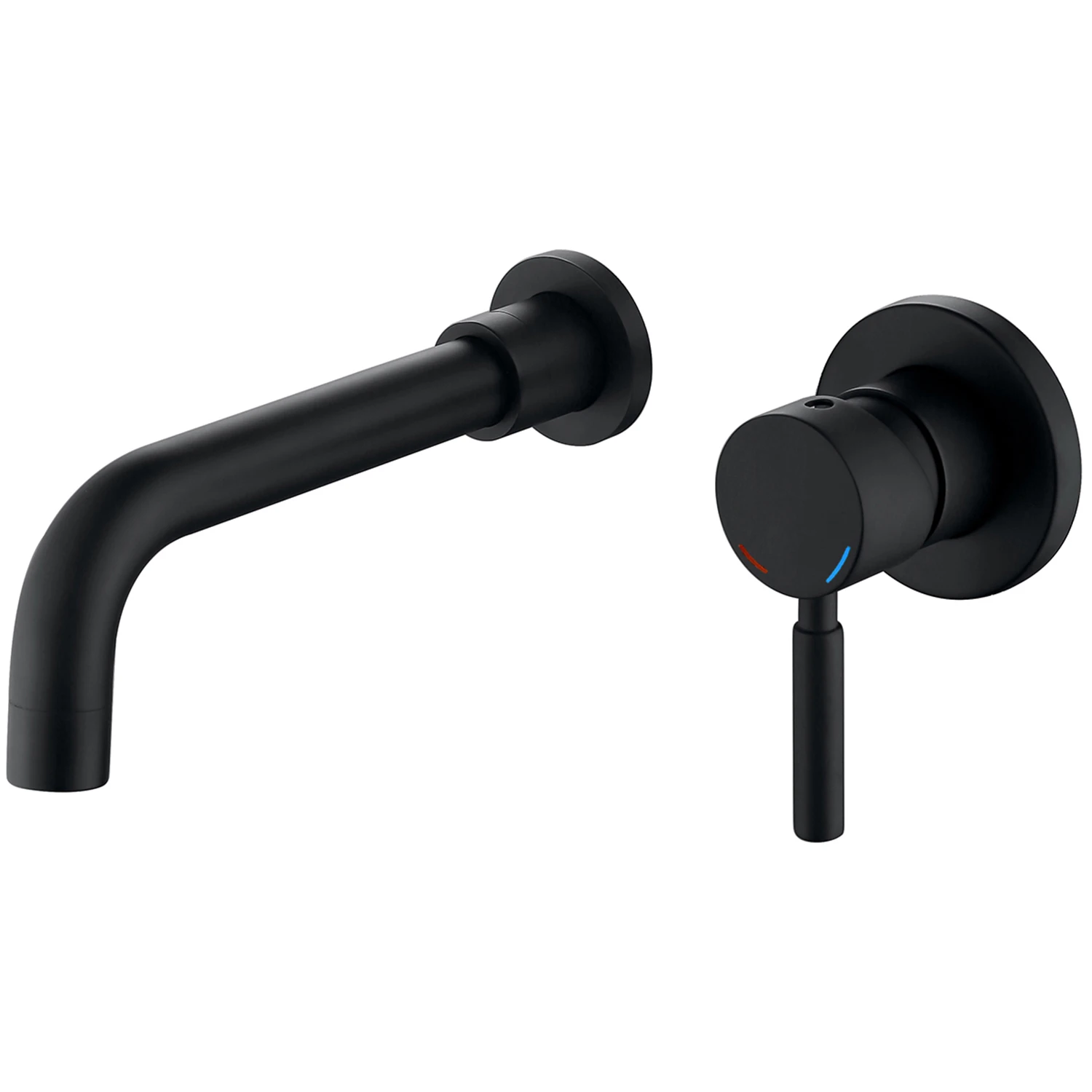 Wall Mounted Hot Cold Water Supply Matt Black Finish Brass Single Handle Wash Basin Mixer