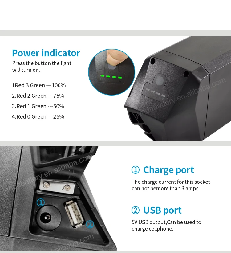 Dorado 21700 Electric Bike Battery Pack 48V 20Ah 25Ah E Bike Batteries with 21700 Cells Reention Ebike Batteries with Charger