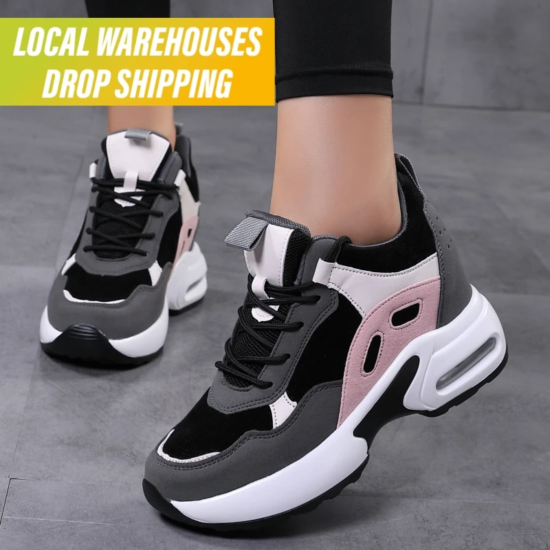 2025 Best Selling Women's Korean Style Leatherette Casual Sneakers Platform Shoes for USA EU UK Dropshipping Local Warehouse