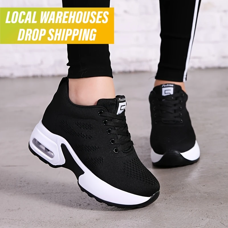 Best Selling Women's Mesh Sneakers with Platform Breathable Casual Shoes for USA EU UK Dropshipping from Local Warehouse