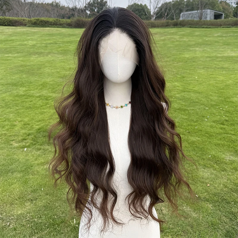 2025 Hot 26 Inches  Blonde Black Straight Tube  Full Lace Wig Natural Hairstyle SM9865