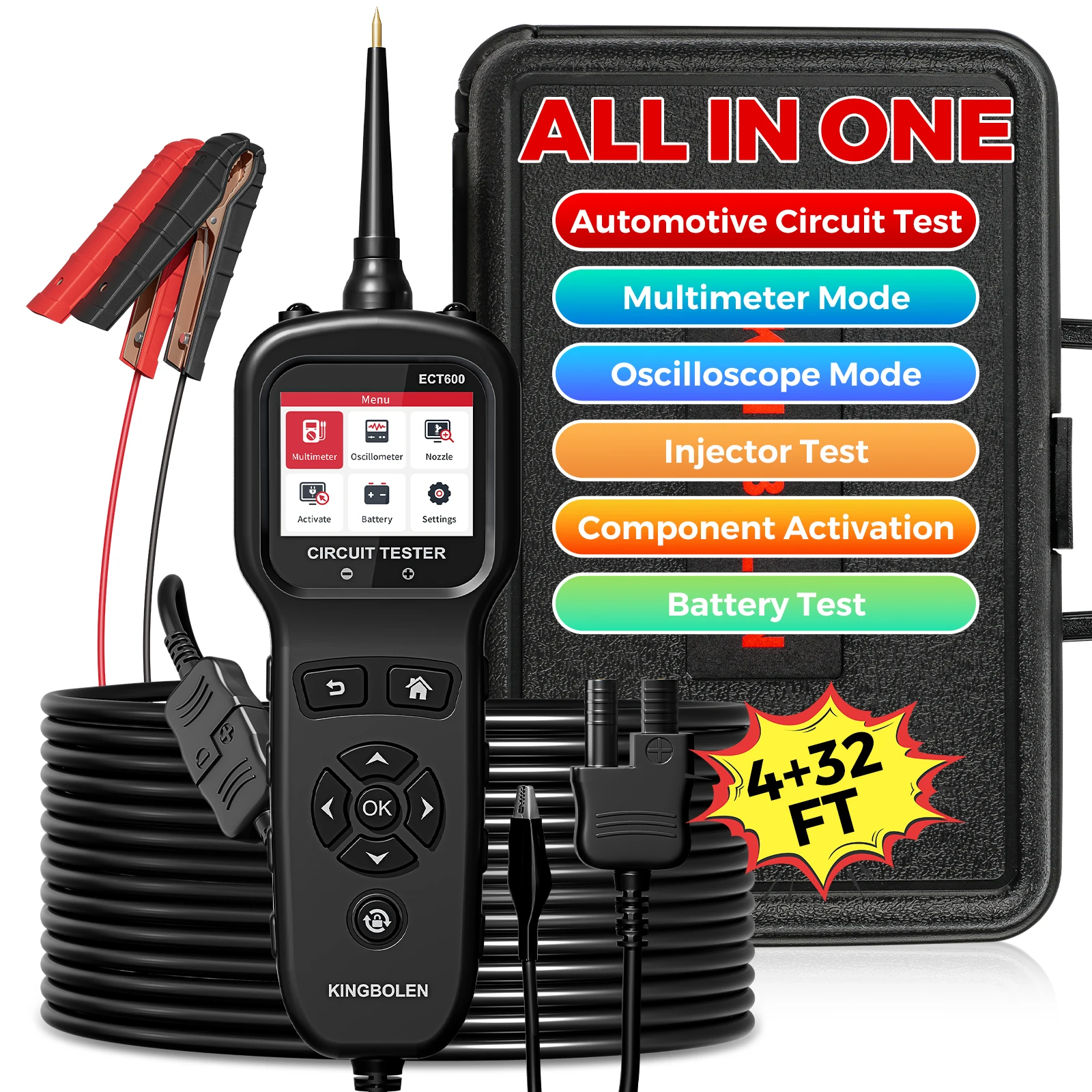 Kingbolen New ECT600 Auto Circuit Tester 12V/24V Car Battery Tester With Clean Function Electric Power Auto Scanner