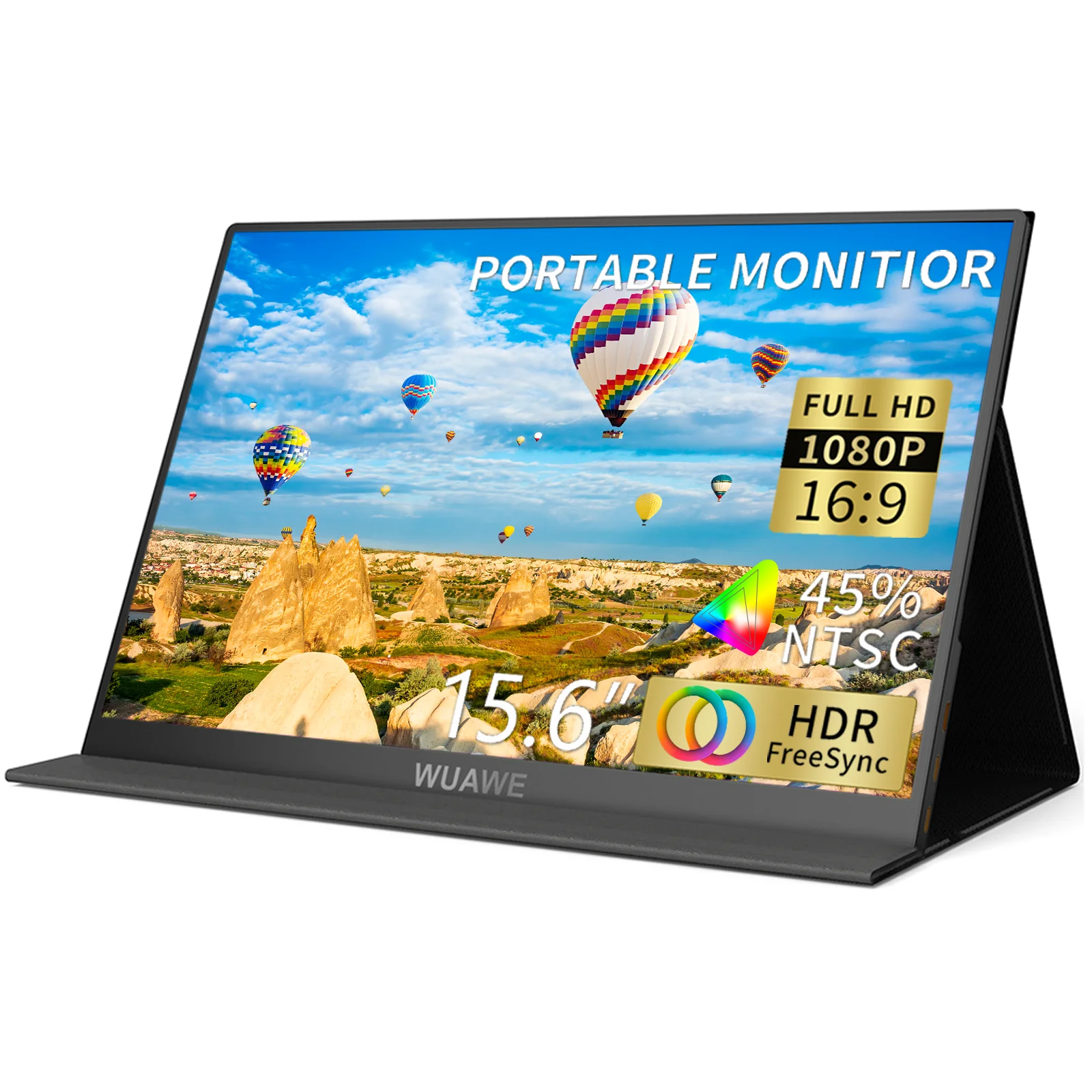 15.6inch WUAWE Portable Monitor for Laptop,1080P USB C HDMI Business Second Computer 16:9 Display Screen for PC Phone PS5 Switch