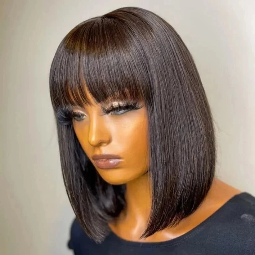 Wholesale Glueless Vietnamese Wig With Bangs No Lace Machine Made Wig Without Glue Natural Straight Perruque Humain Hair Vietnam
