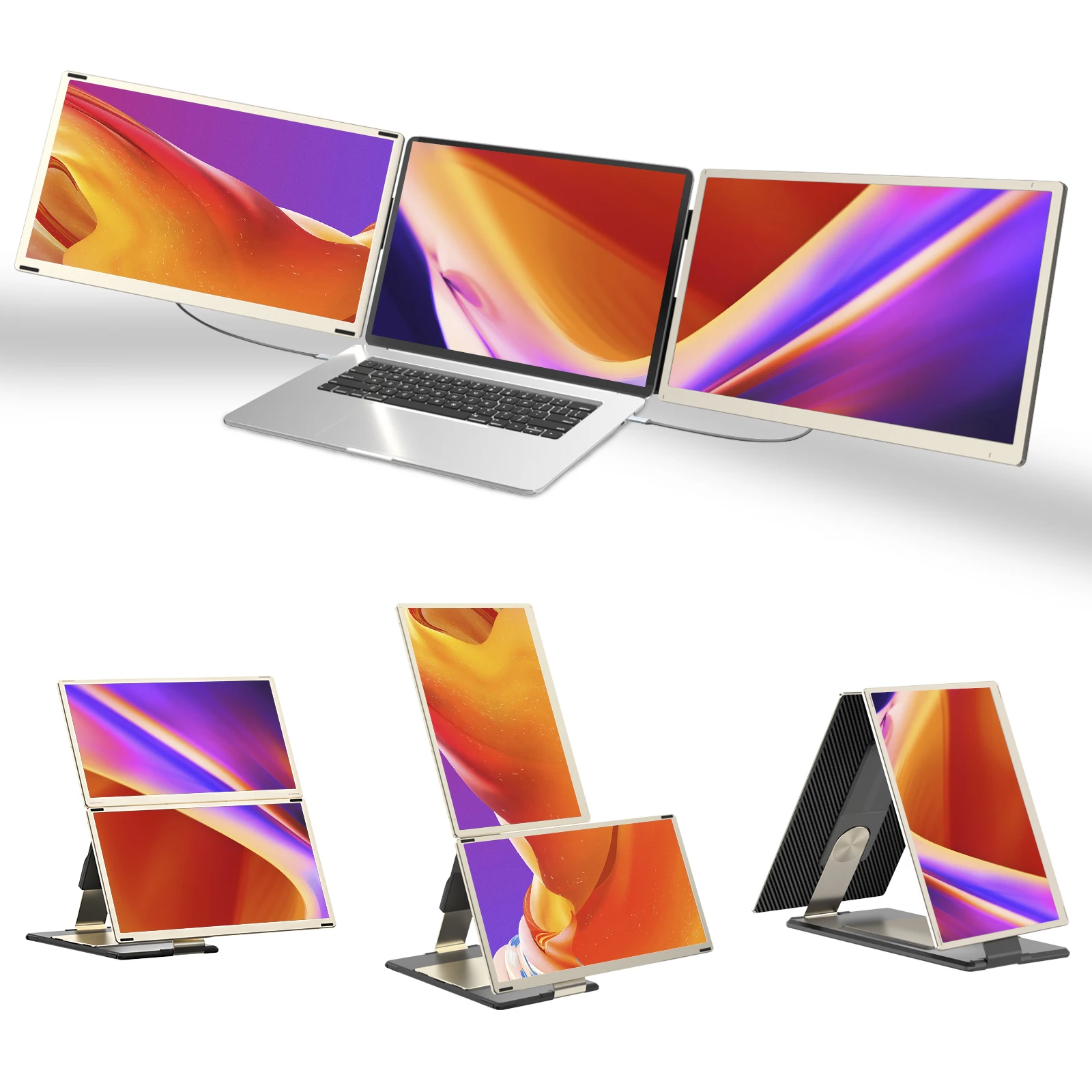 OEM Laptop Monitors Extender S6 Dual Portable Triple Monitor for Laptop with IPS FHD 1080P Display for Laptop Portable Monitors