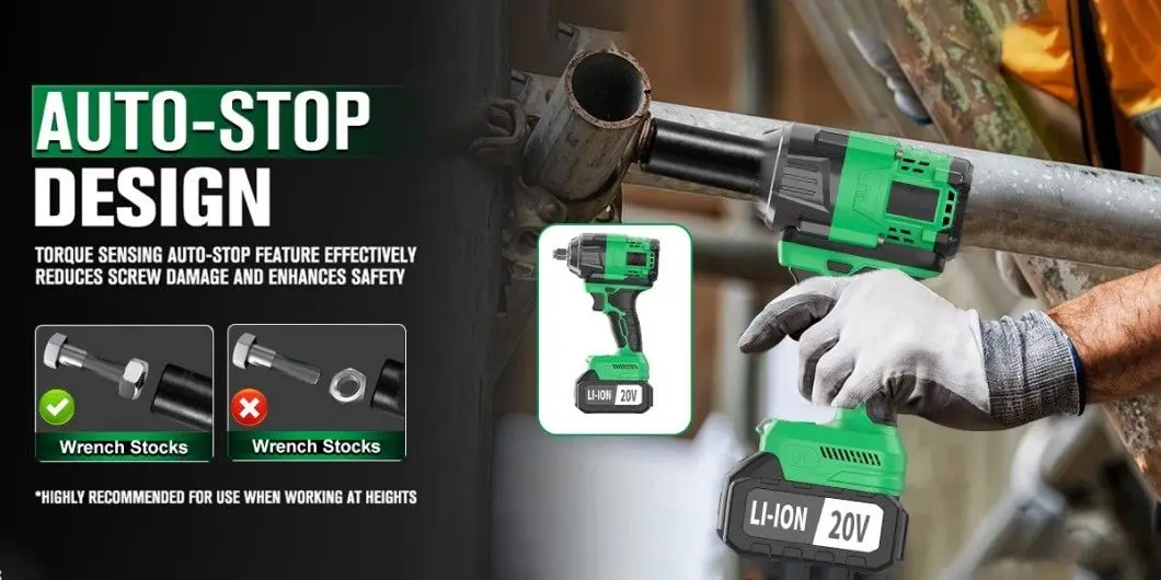 20V Cordless Impact Wrench, Max Torque 800nm, 3 in 1 Electric Wrench