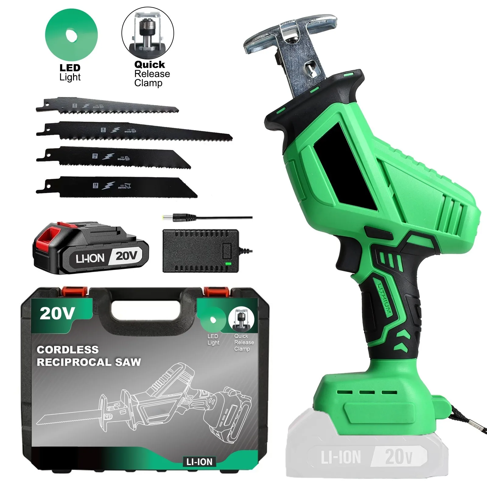 20V Cordless Electric Reciprocal Saw DIY Grade for Metal Wood PVC Plastic-Local US Warehouse