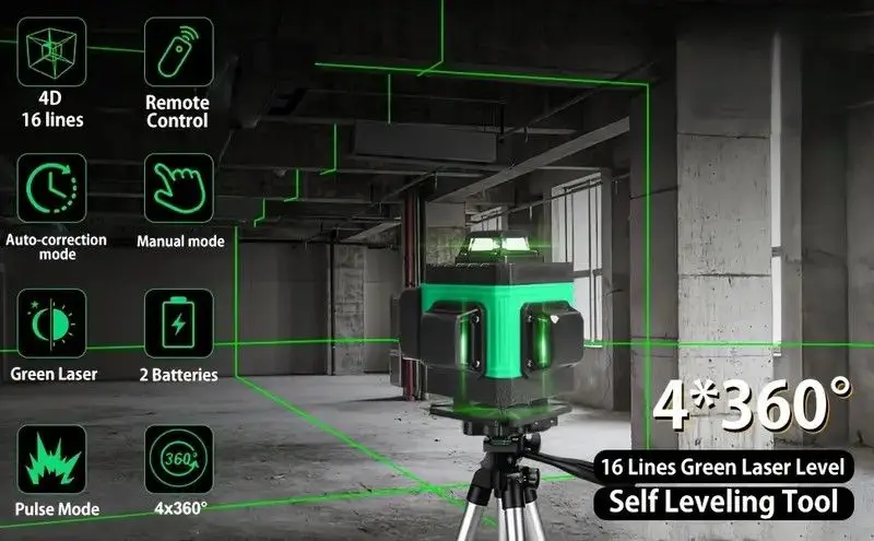 Multifunctional 4D 16 Lines Green Laser Level 360