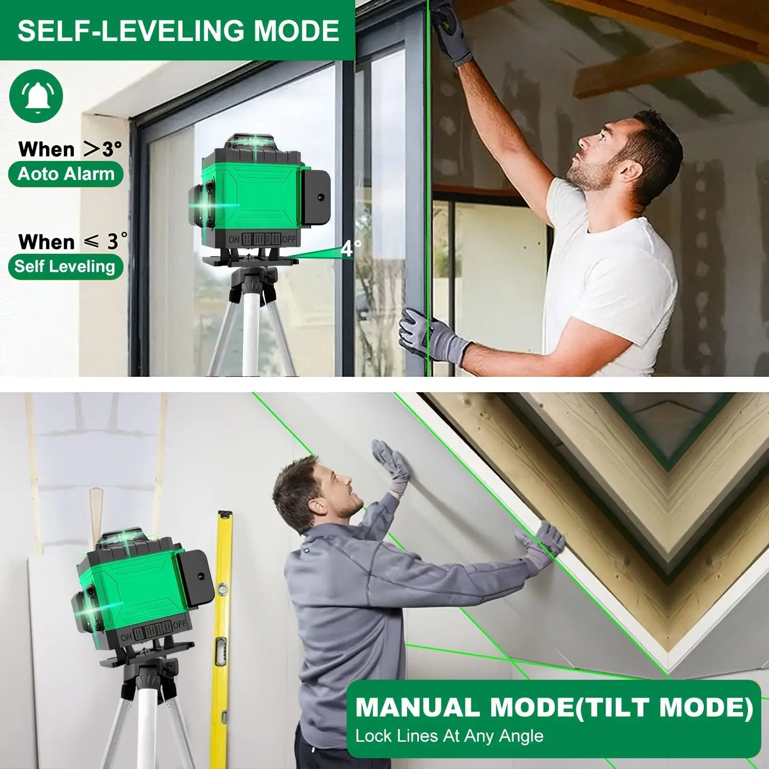 Multifunctional 4D 16 Lines Green Laser Level 360