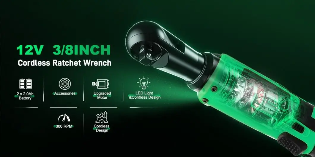 12V Ratchet Wrench, 45nm Torque, Electric Impact Wrench for Car