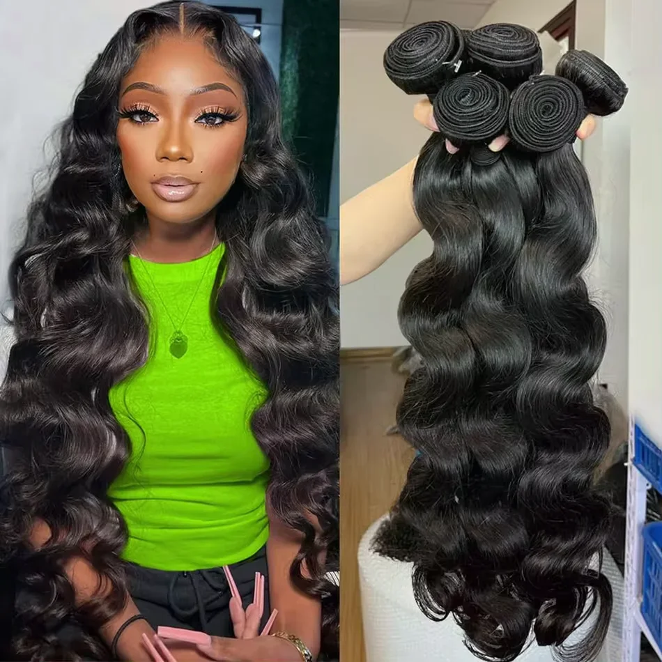 Body Wave Bundles Brazilian Hair Weave 100% Remy Human Hair Bundles Deals Human Hair Extensions Natural Black