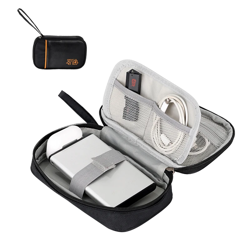 Small Travel Digital Electronics Accessory Organizer with Zipper Closure Bag Cable Storage