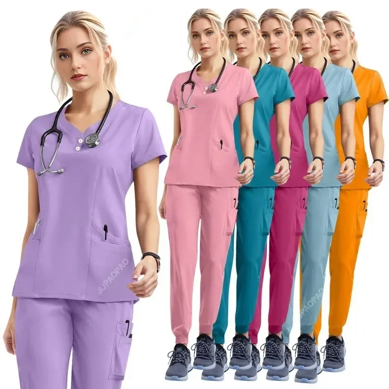 Wholesale Price Women Jogger Set Custom Logo Medical Uniforms for Doctor and Nurse Operating Room Surgical Workwear OEM Model