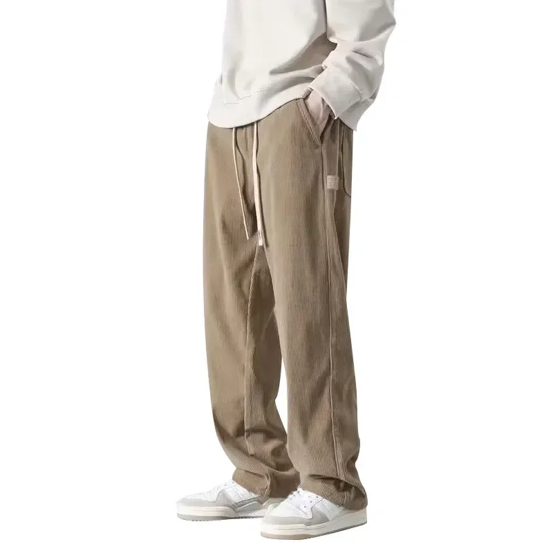 Men's Trendy Brand Corduroy Trousers Loose-Fit Straight-Leg Wide-Leg Casual Pants Winter XL Size Casual Sports Clothing