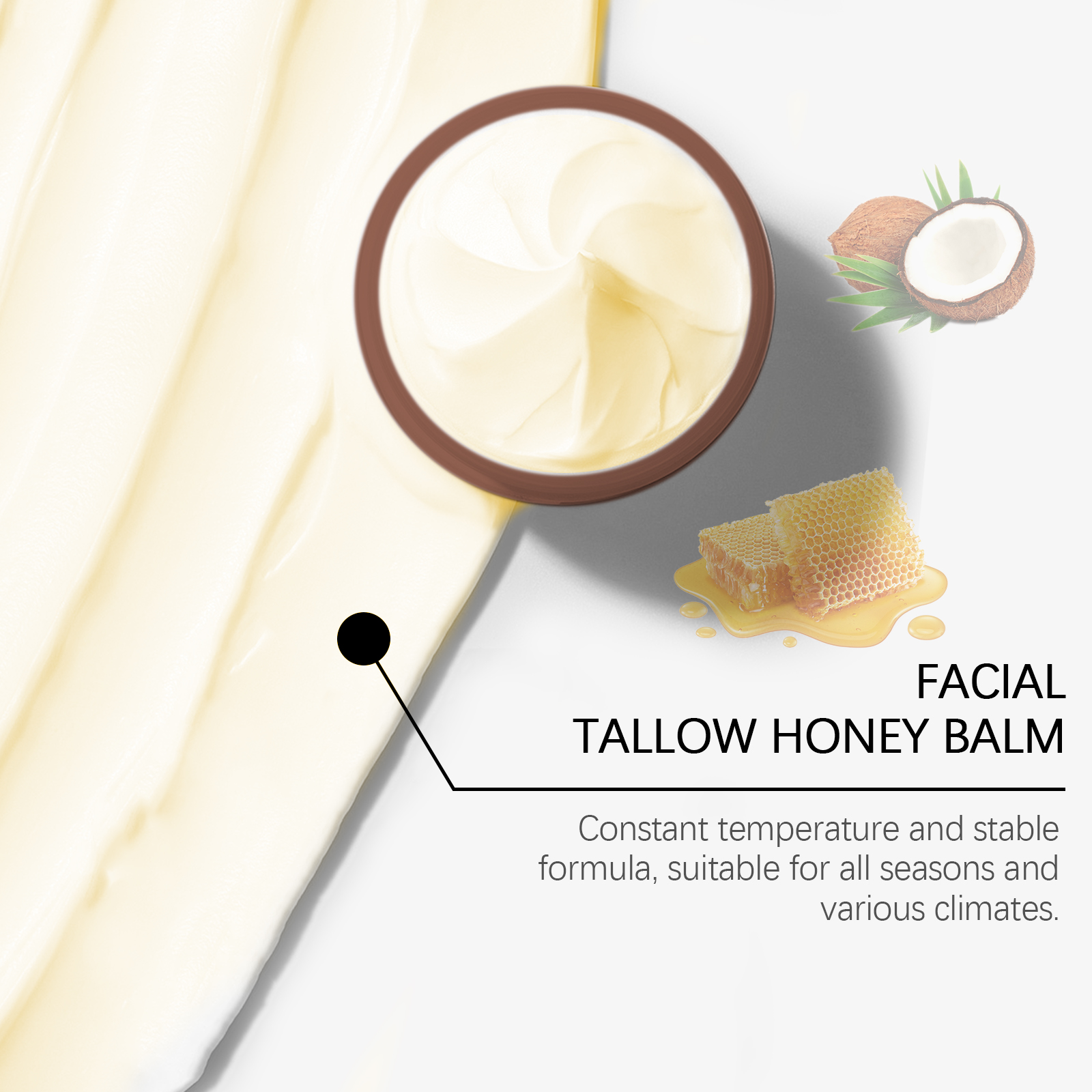 Beef Tallow and Honey Moisturizing Cream. It deeply moisturizes and hydrates the body, nourishes the skin, and maintains skin elasticity.
