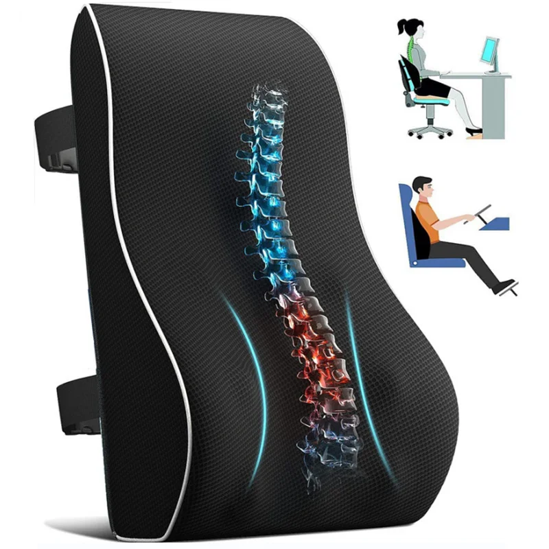 Orthopedic Pain Relief Knitted Car Seat Office Chair Back Lumbar Support Cushion 3D Rebound Memory Foam Waist Rest for Drivers
