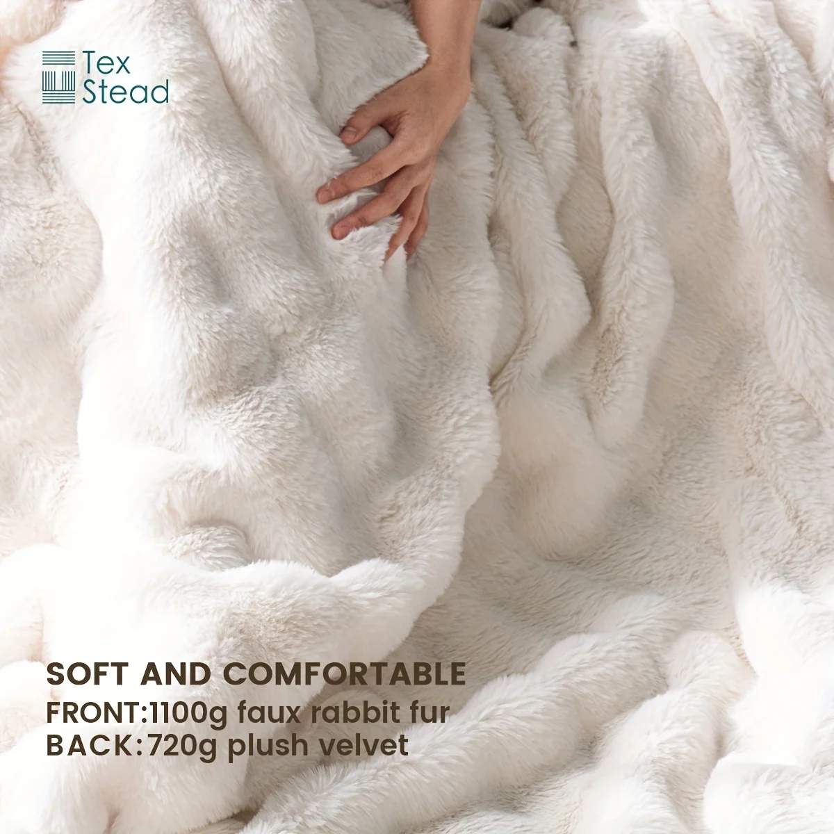 1pc Luxury Lightweight Faux Rabbit Fur Throw Blanket Plush Velvet  Ruched Elegant Wrinkle-Resistant Throw Blanket for Couch