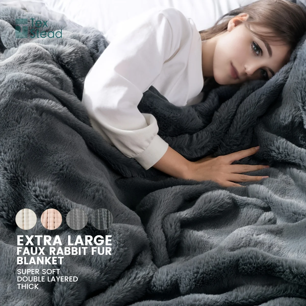 1pc Luxury Lightweight Faux Rabbit Fur Throw Blanket Plush Velvet  Ruched Elegant Wrinkle-Resistant Throw Blanket for Couch