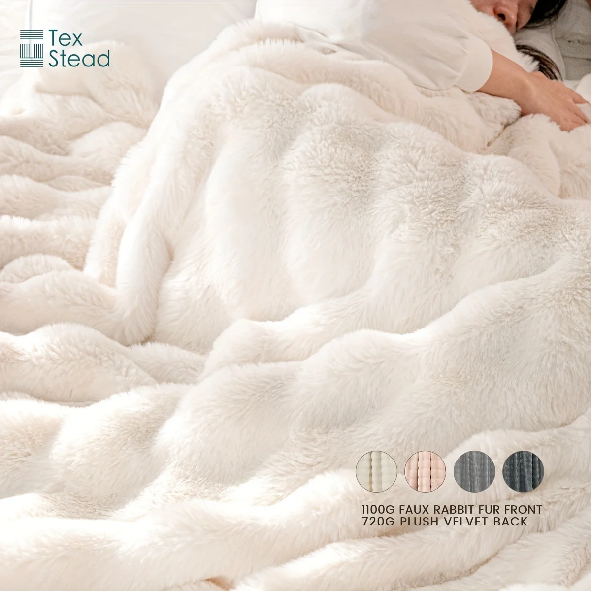 1pc Luxury Lightweight Faux Rabbit Fur Throw Blanket Plush Velvet  Ruched Elegant Wrinkle-Resistant Throw Blanket for Couch