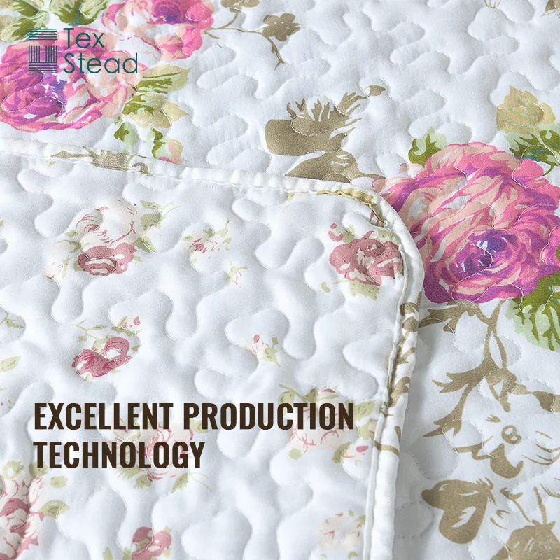 Texstead Ultra Soft Floral Coverlet Bedding Set 3-Piece Patchwork Gray Bedspreads for Hotel or Home Use